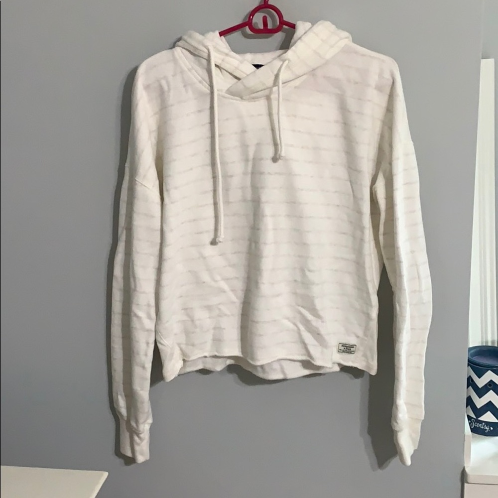 Abercrombie and fitch white striped hoodie